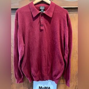 Jos. A. Bank Signature Collection Long-Sleeve Polo Shirt XL, Cotton, Red
